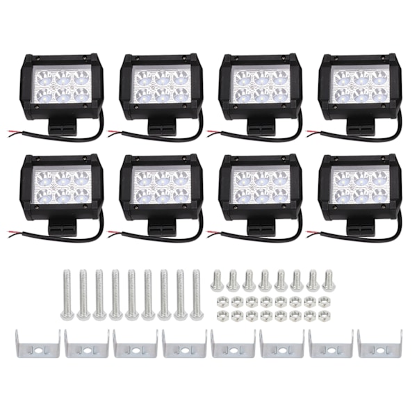 8 kpl Off Road -työvalot 6LED 18W 1800LM 12VDC Vedenkestävä Universaali Ajovalo Autoille Kuorma-autoille