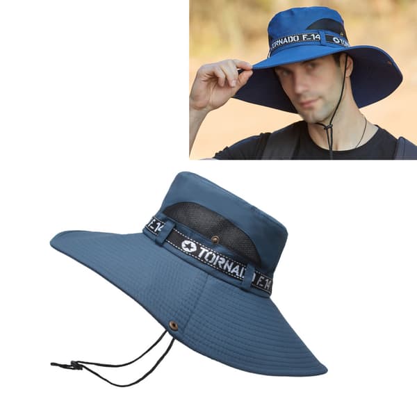 Fiskehat Andas Bomuld Polyester Stor Skyggehat til Mænd Sommer Bjergbestigning Blå