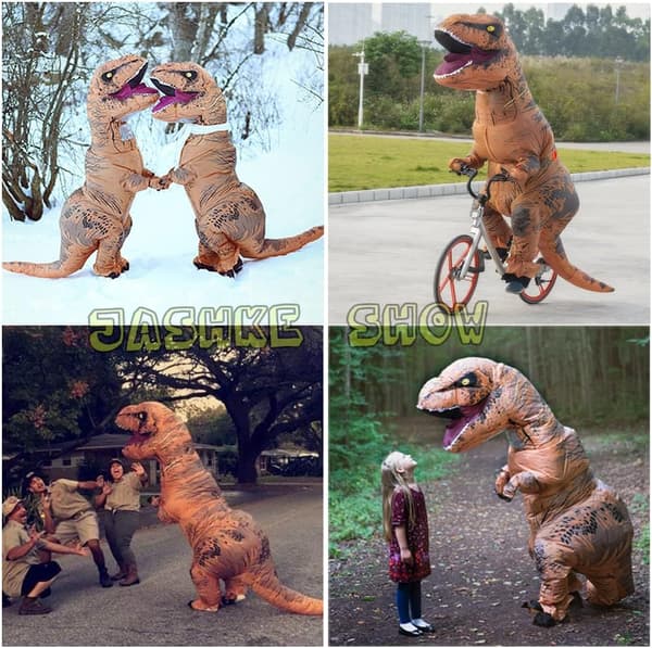 Oppustelig kostume Trex dinosaurkostumer Halloweenkostume til voksne (brun) Brown