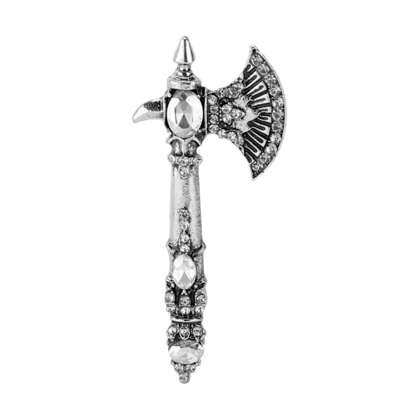 Broche Rhinestone Økse Broche Vintage Tomahawk Nål Julebrocher til Kvinder Piger Sølv