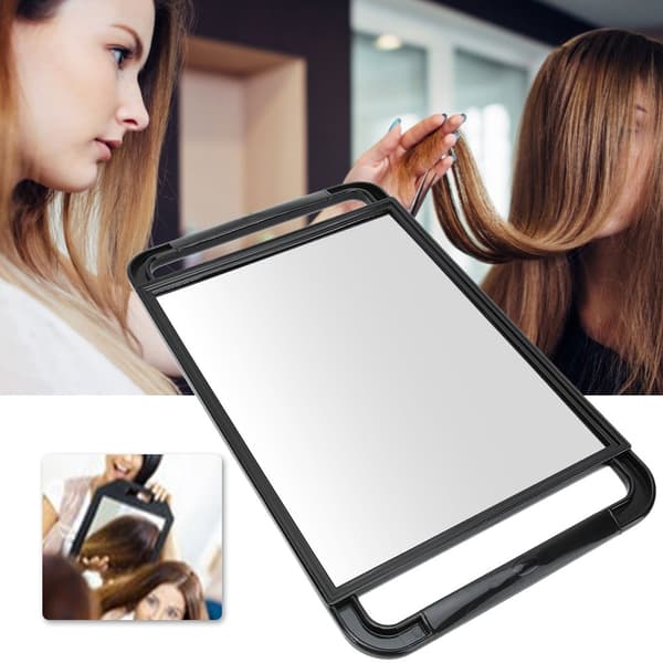 Double Handle Mirror Large Rectangle Makeup Hairdressing Handheld Back Mirror Salon Barber Supplies