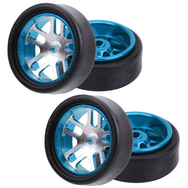4 kpl 1/28 RC-auton alumiiniseosmetallipyörän navat muoviset renkaat 20x8mm varaosat sininen