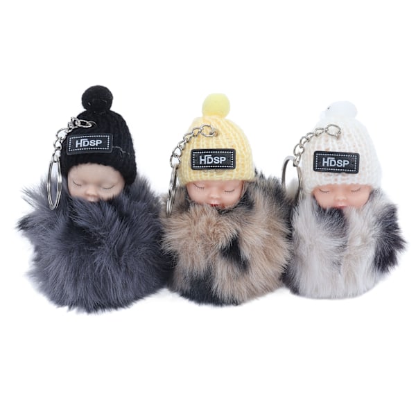 12 st sovande babyhänge nyckelring plysch fluffig söt emulerande docka för handväska NO.892-19