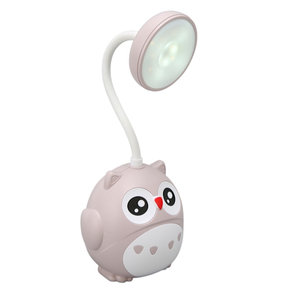 2 Gir LED Skrivebordslampe med Penneholder Øyebeskyttelse USB Tegneserie Nattugleformet Skrivebordslampe Lysegrå