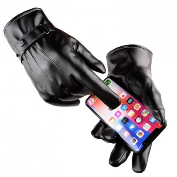 Premium Læderhandsker Touch Ægte Læder Unisex Svart black