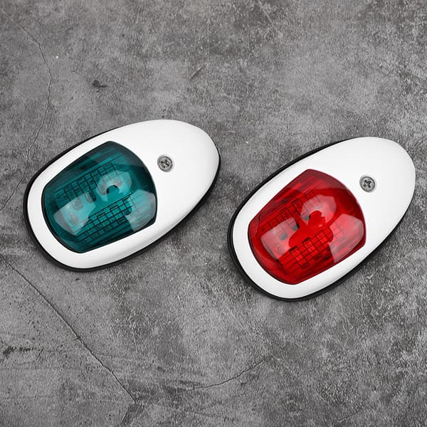2pcs Signal Lamp Red Green LED Waterproof Boat Navigation Light DC12V 3W White