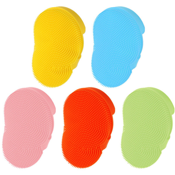 Diskborste i silikon skadar inte disk, disk och köksredskap Rengöringsborste, rosa blå gul ljusgrön röd (5 färgkombinationer)