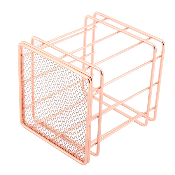 Roseguld Jern Opbevaringskurv Organizer Opbevaringsholder Skrivebordsdekoration (B)
