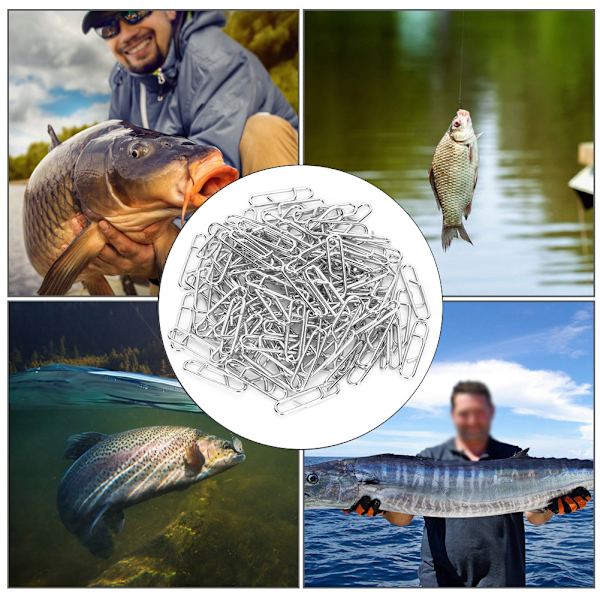 100 stk Ovalt Sikkerhetsnål i Rustfritt Stål, Kraftig Rask Kobling, Fiskeutstyr, Interlock Tilbehør L