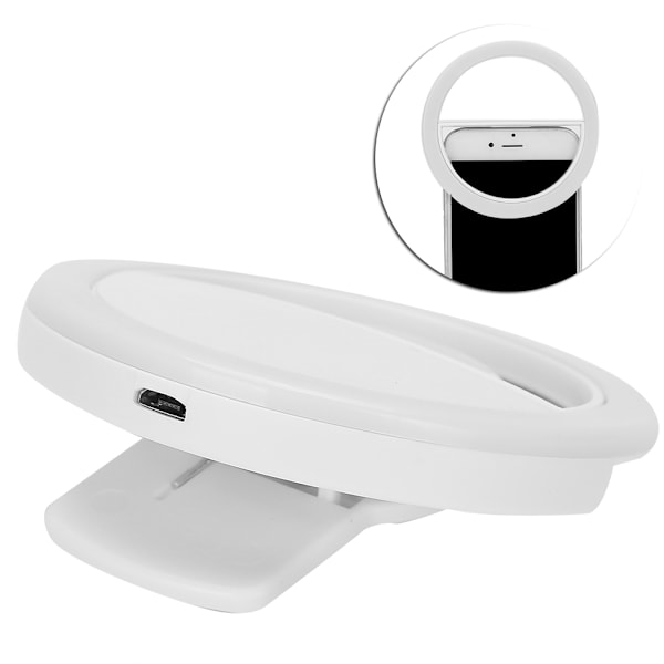 Mobiltelefon Fylllys Dimbar LED Sirkellampe USB Oppladbar Live Streaming Lys