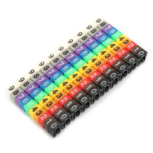 Digitale Nummerrør Trådnummer Etiket Rør Kabelmarkering Farverige (100 stk 2,5 mm²)