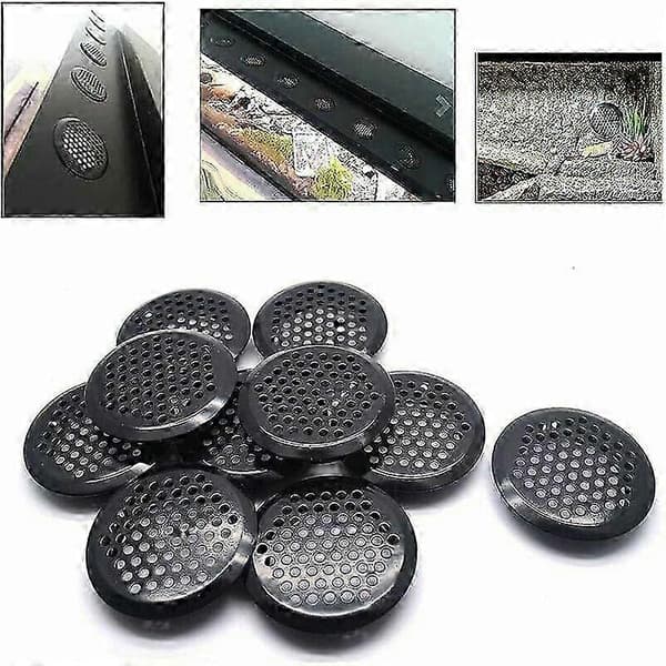 20 stk. runde ventilationsgitre i rustfrit stål Kompatibel med autocamper/badeværelse/køkken. Sort 53 mm