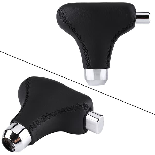 Håndsyet PU-læder Gear Shift Knob Cover Universal Passer til Automatisk Bil Sort