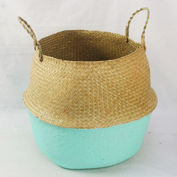 Foldbare oppbevaringskurver Vaskelinjer Patchwork Hjem Seagrass Belly Hage Blomsterpotte Kurv