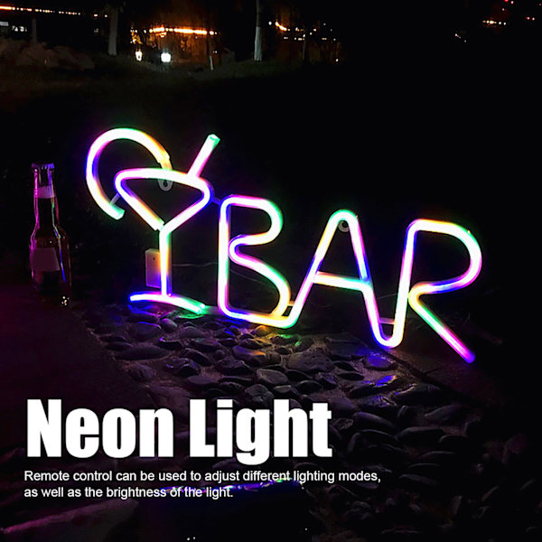 BAR Bogstaver Formet LED Neonlys Skiltelys til Fest Bar Hjemindretning Flerfarvet