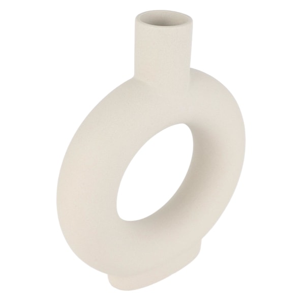 Cirkel Keramisk Vas Cirkulär Ihålig Blomvas Modern Matt Vas Ornament för Vardagsrum Sovrum Kontor