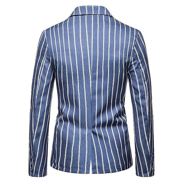 Blå Randig Business Blazer Rock för Män - Formell Bröllop Kostym Jacka 3XL