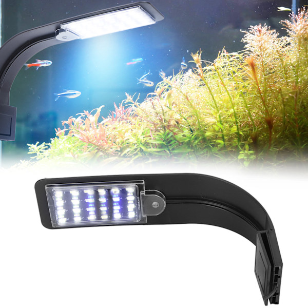 10W 220V EU-stik Akvarielampe Klips til Vandplanter Hvid Blå LED