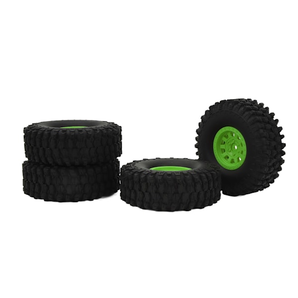 4 stk RC bildekk hjul 120 mm 1,9 tommer gummi med 10 eiker nylon hjulnav RC bildeler for Axial SCX10 90046 for Traxxas for Redcat GEN8 Grønn