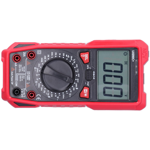 UA890C+ Multimeter med LCD-baggrundsbelysning Skærm Spænding Strøm Modstand Kapacitansmåler