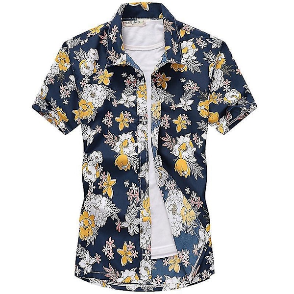 Havaijilainen Aloha Summer Miesten Rento Napillinen Paita - Sininen 3XL