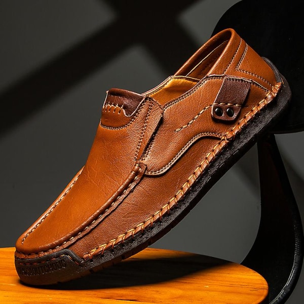 Skinnsko For menn Myke Sko Mann Komfortable Uformelle Herre Loafers Mokkasiner Kjøresko Herre Gummisåle Stor Str. 38-48 Light brown 38 24.0CM