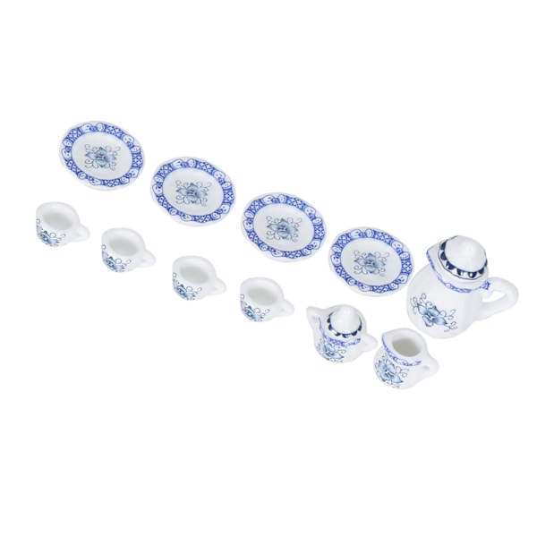 1:12 Dockhus Kök Miniatyr 15st Porslin Blomma Tekopp Set Dekor Collection (#1)