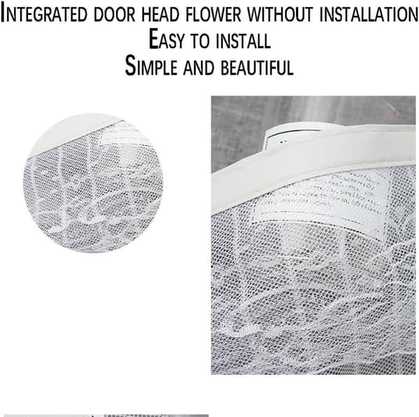 Magnetisk skärmdörr, randig spets, 100x210cm (vit)[LD]