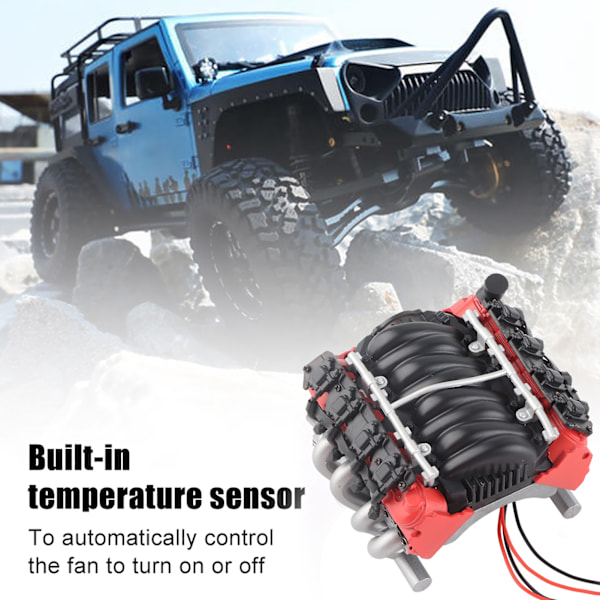 V8 1/10 RC Simulert Motordeksel Kjøler Motorvifte Universal Tilbehør for Trx4/scx10/scx10II