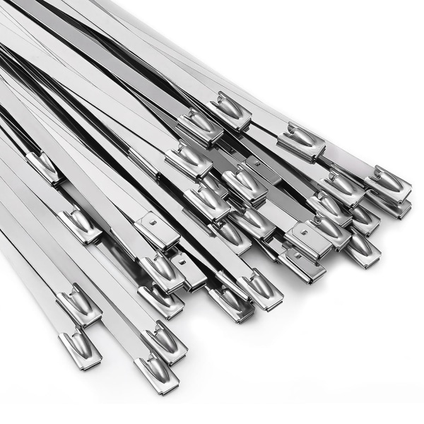 Metal lynlås 7,9x400 mm 100 stk 304 rustfrit stål Kraftig multifunktions selvlåsende kabelbindere til i maskineri,rør