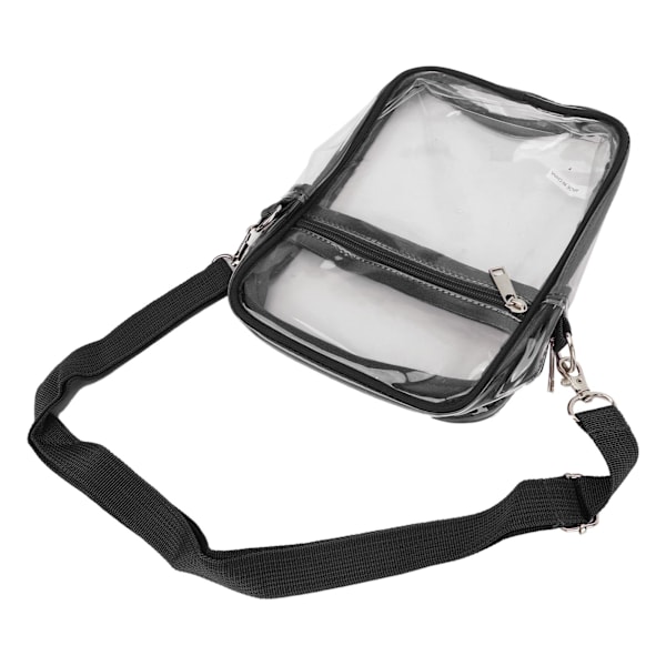 Genomskinlig Messenger Bag PVC Transparent Dragkedja Vattentät Justerbar Handväska Messenger Axelväska för pojkar Flickor Svart