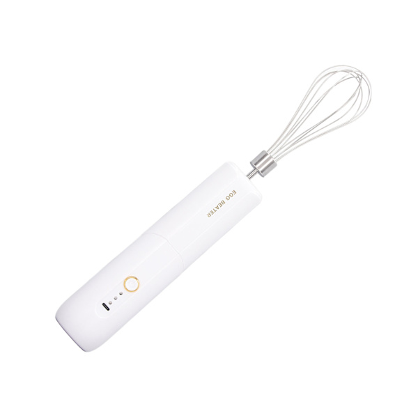 Elektrisk handmixer hopfällbar 3-växlad, sladdlös bärbar äggvisp med hög hastighet med 2 huvuden vit