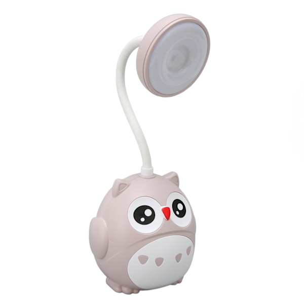 2 Gir LED Skrivebordslampe med Penneholder Øyebeskyttelse USB Tegneserie Nattugleformet Skrivebordslampe Lysegrå