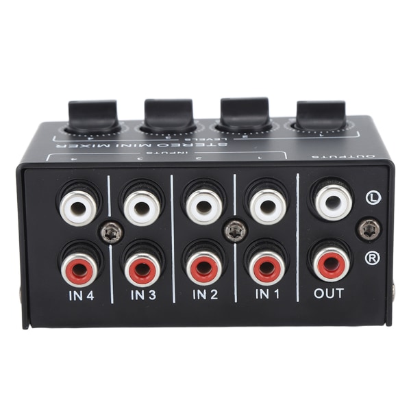 CX400 Mini Passiv Stereomixer Mini Bærbar Stereo 4-kanals Mixer for CD-spiller Båndopptaker Datamaskin Mobiltelefonnettbrett Datamaskin Svart