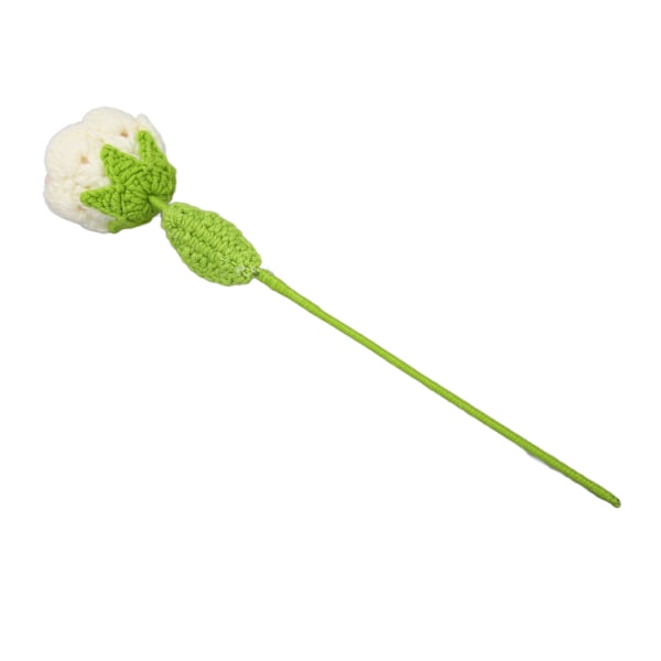 Handvävd Blomma Rosa Ros Stil Färgäkta Luktfri Söt Romantisk Virkad Blomma för Fest Högtid Årsdag