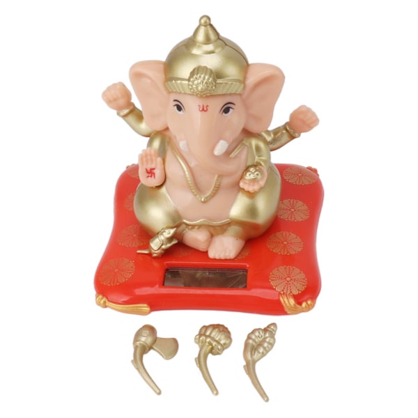 Solar Powered Ganesha Ornament Dekoration Ornament för Home Garden Car Dashboard