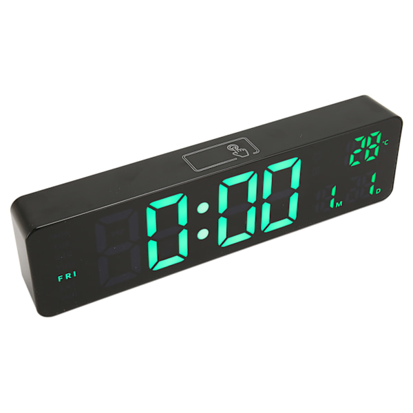 Digital väckarklocka 10in 12/24H Temperaturdisplay Batteridriven Tyst grön bakgrundsbelyst LED-klocka för kontor i sovrummet