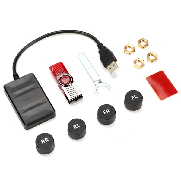 Bil USB Dæktryksovervågningssystem TPMS Overvågningsalarm med ekstern sensor til Android Navigation