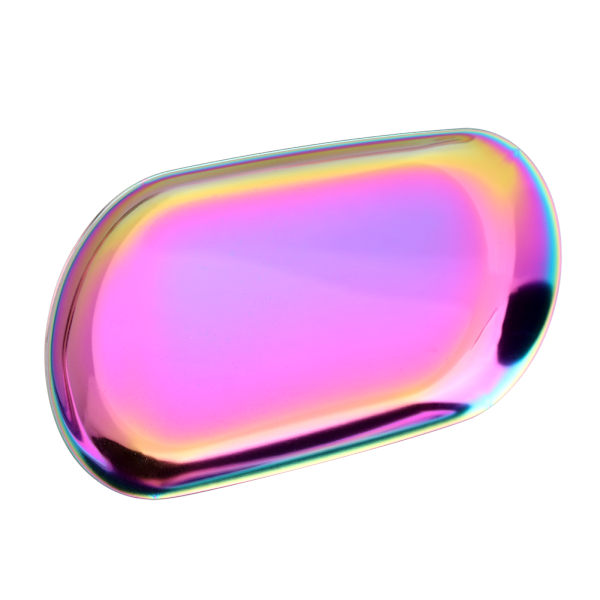 Nordic Style Rostfri Förvaringsbricka Kosmetika Smycken Tårtfat för kontorsbord (Rainbow L)