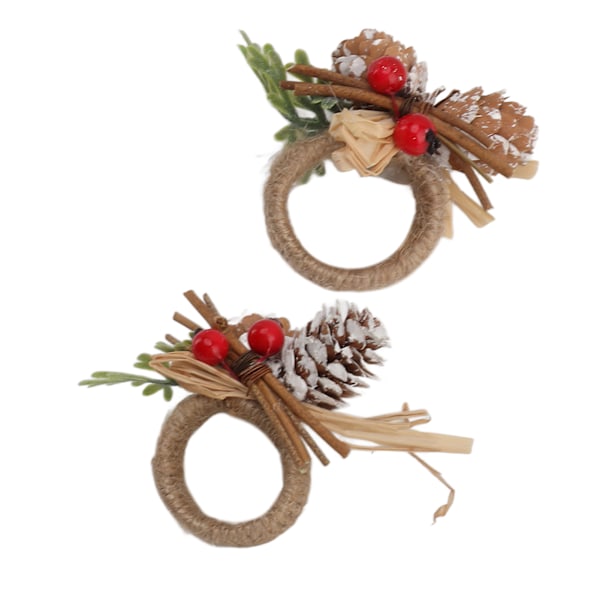 2st Servettring Set Pinecone Servettringar Holiday Servettringar Hållare för middag Jubileum Födelsedag Jul