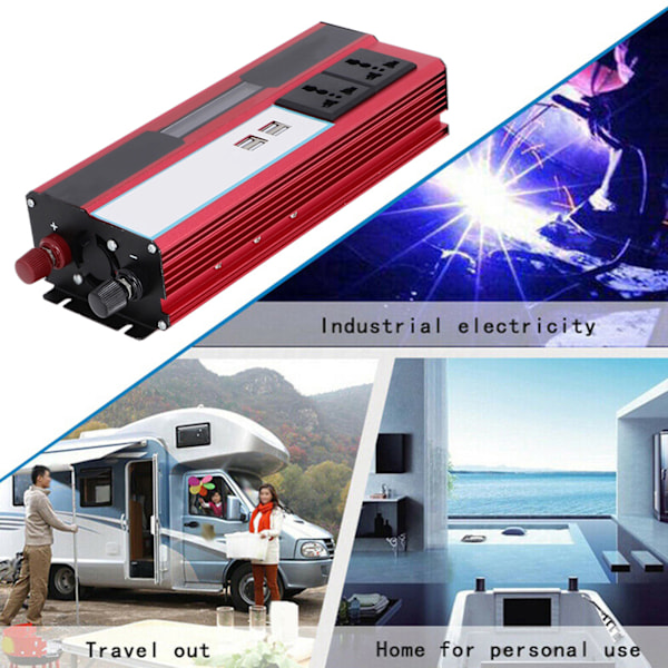 4000W Aurinkoenergian invertteri aaltomuodon digitaalinen näyttö puhelin 4 USB-laturia 220-240V