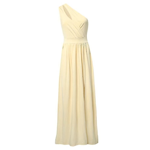 Swing Maxi Festklänning Dam Ärmlös Blommig Tryck Split Klänning (XXL, Beige)