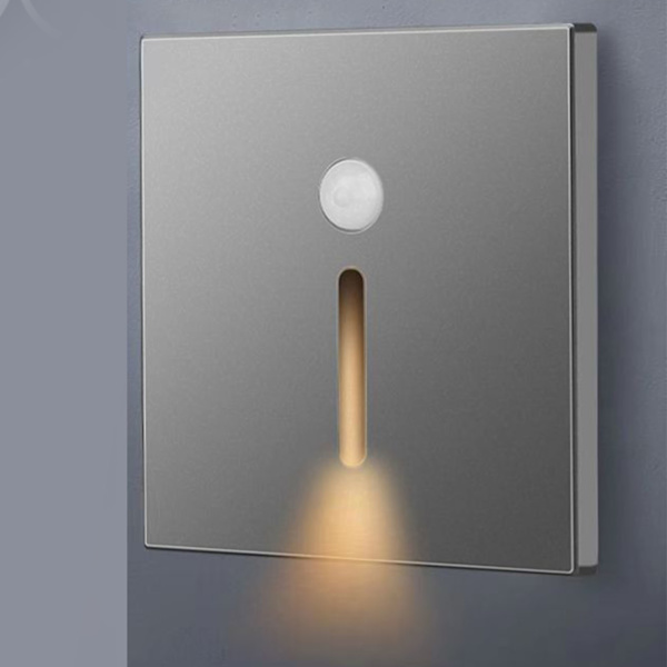 LED Rörelsesensor Nattljus ABS Liten LED-induktionslampa för sängkorridor Hall Grå