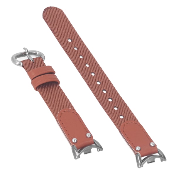 Mjukt canvas PU-läder sportklockarmband Andningsbart utbytesarmband Passar för Mi Band 8 NFC Caramel Brown