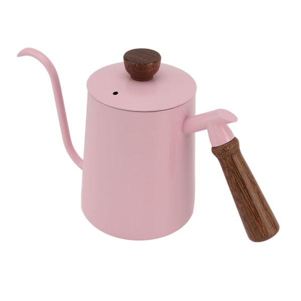 600 ml svanhals kaffekokare 304 rostfritt stål lång pip vattenkokare trähandtag hälla över kaffe tekanna rosa