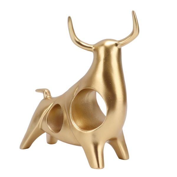 Golden Bull Skulptur Harts Hollow Lucky FengShui Bull Staty Hantverksfigur för kontor Hem Skrivbordsdekorationer