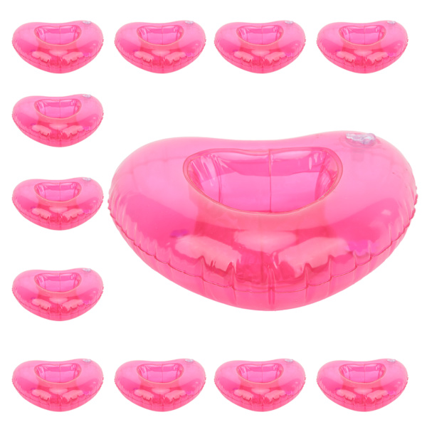 12 st Hjärtform Återanvändbar uppblåsbar dryckeshållare Sommarpool Float Drink Cup Hållare