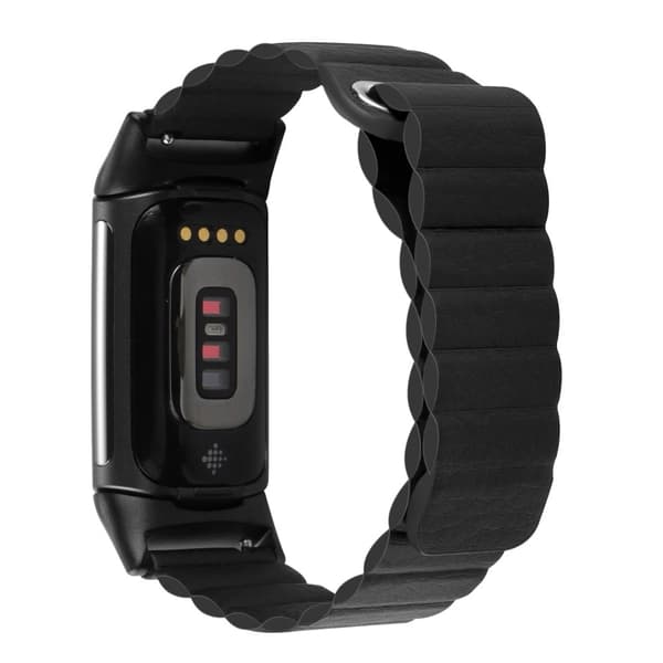 Fitbit Charge 5 urrem i ægte læder Sort Svart black