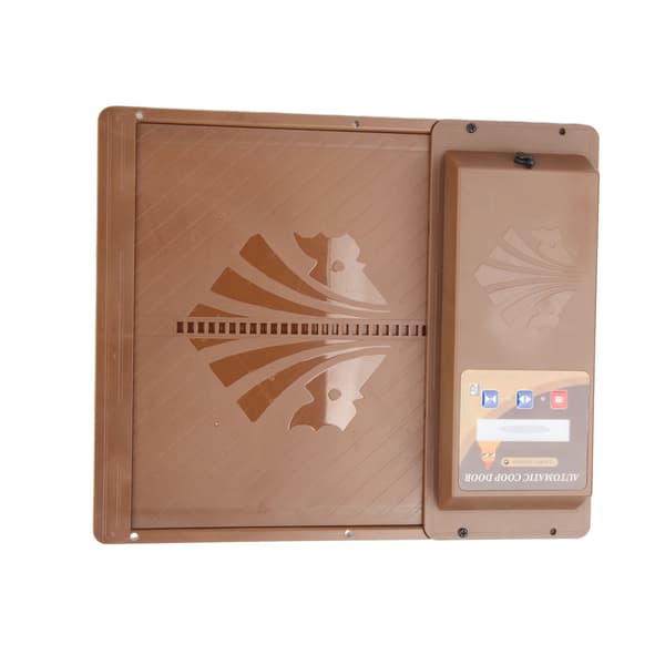 Solar Powered Automatic Chicken Coop Door USB Horizontal Open 3 in 1 Automatic Chicken Coop Door Opener with Timer Light Sensor Remote Control Brown