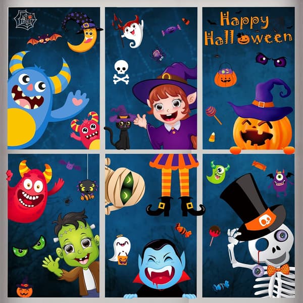 Halloween vindusdekaler - søte monsterdekorasjoner